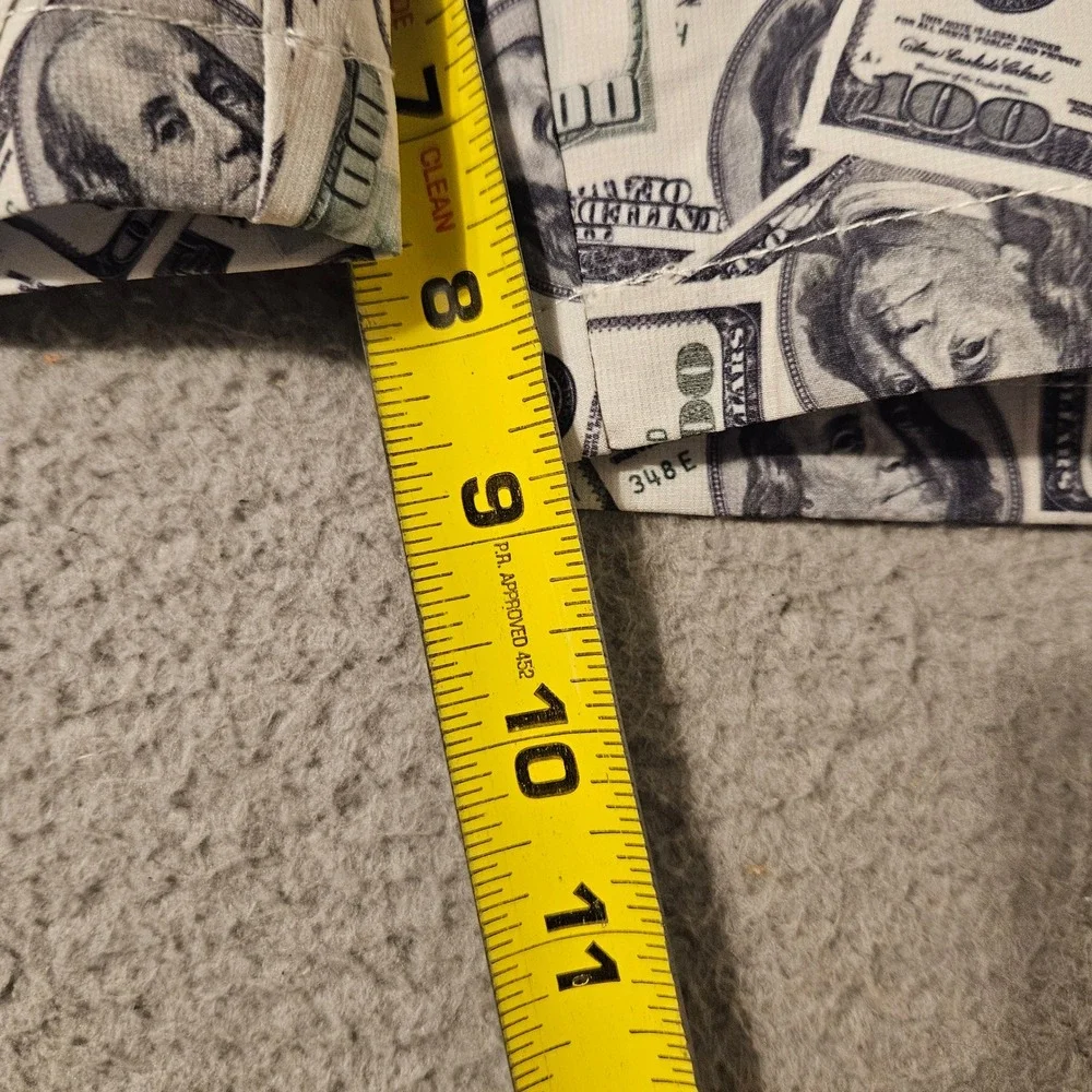 Hreski Mens Money Print Golf Shorts 100 Dollar Bill Novelty Size 34 White Green